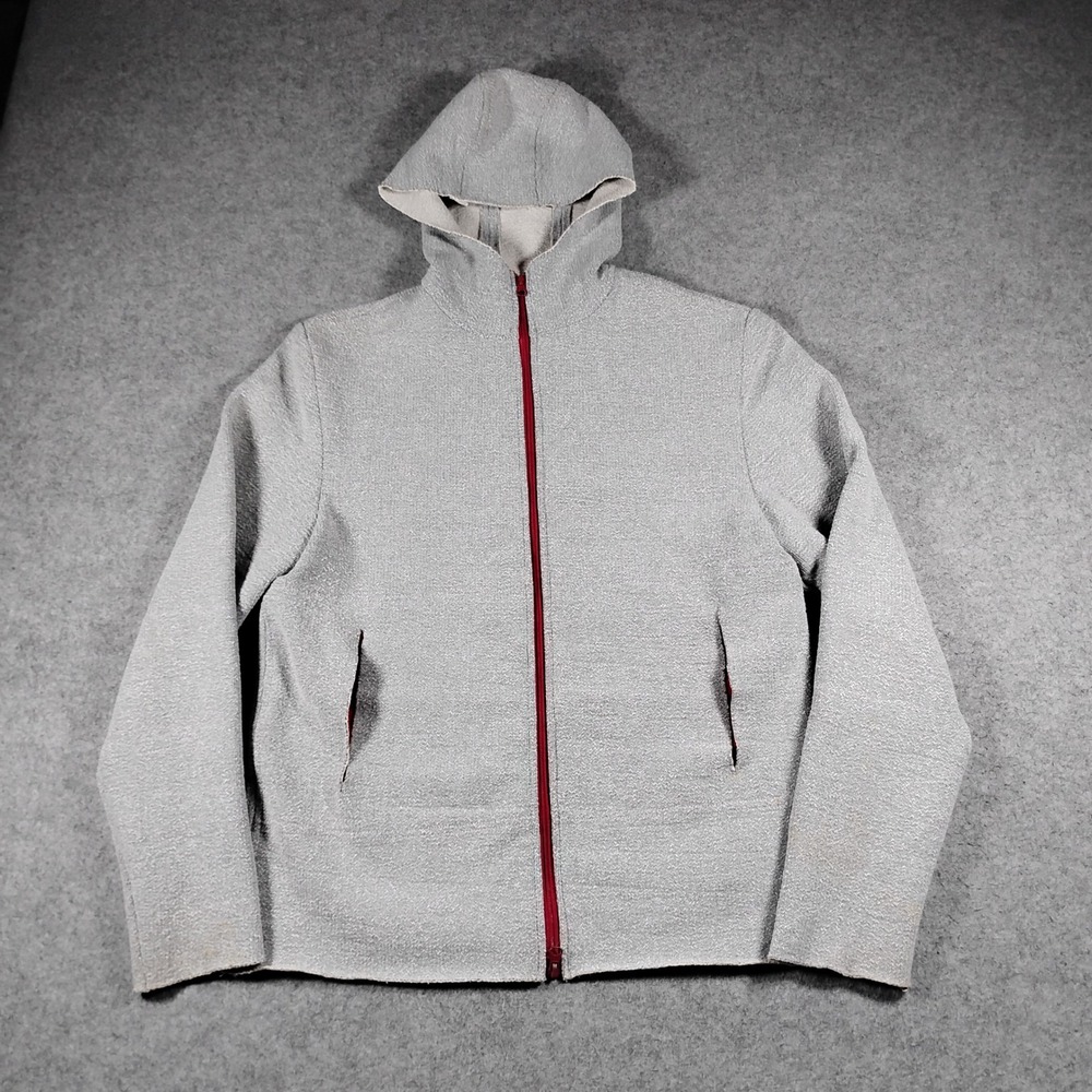 DDC LAB Men's Gray Modern Space Age Heavy Knit Full Zip Hoodie Jacket Size L